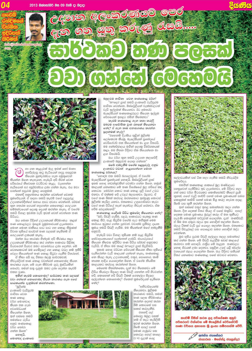 diyaniya news paper 09 10 2013 sarthakawa thana palasak wawanne mehemai